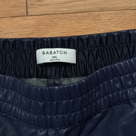 Aritzia Babaton | Faux Leather Joggers | Pull On | Dark Blue | Soft Lined | 2XL - Picture 2 of 5